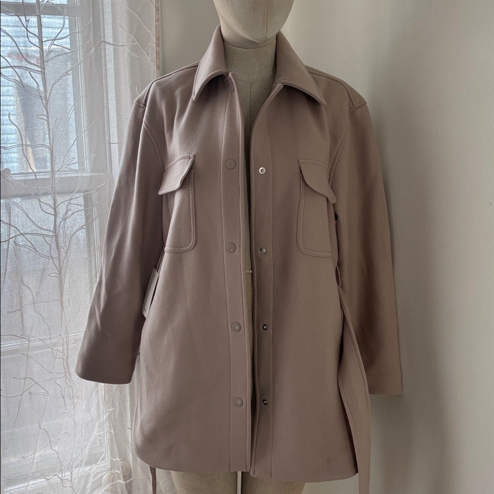 Wilfred Light Tan Belted Shirt Jacket - Picture 2 of 7